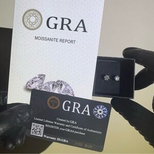GRA Authentic Moissanite Stud Earrings